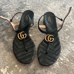 Gucci Double G Heeled Sandal - black size 39.5 / 9.5. BARELY worn!